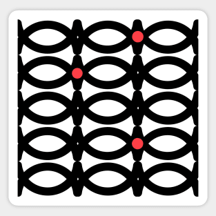 Abstract pattern in black and white with red accents Sticker